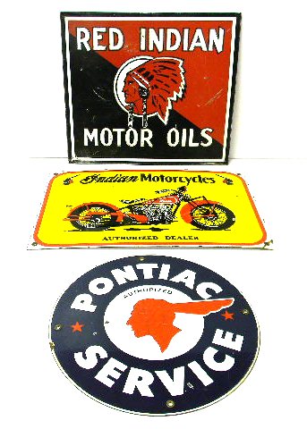 Three enamel on sheet metal