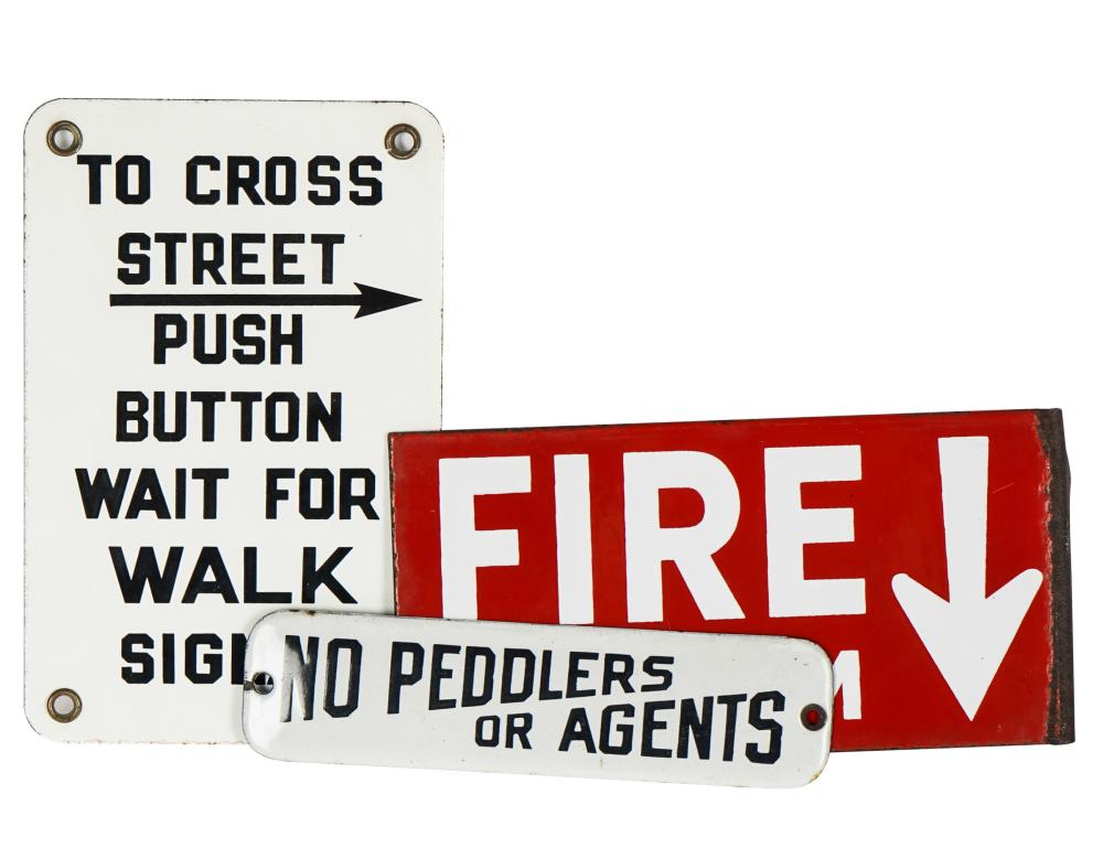 THREE ENAMELED METAL