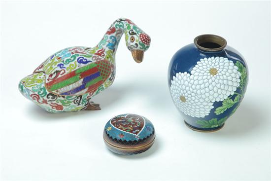 THREE ENAMELED PIECES.  Asian  20th