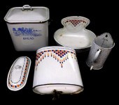 THREE ENAMELWARE ITEMS, INCLUD