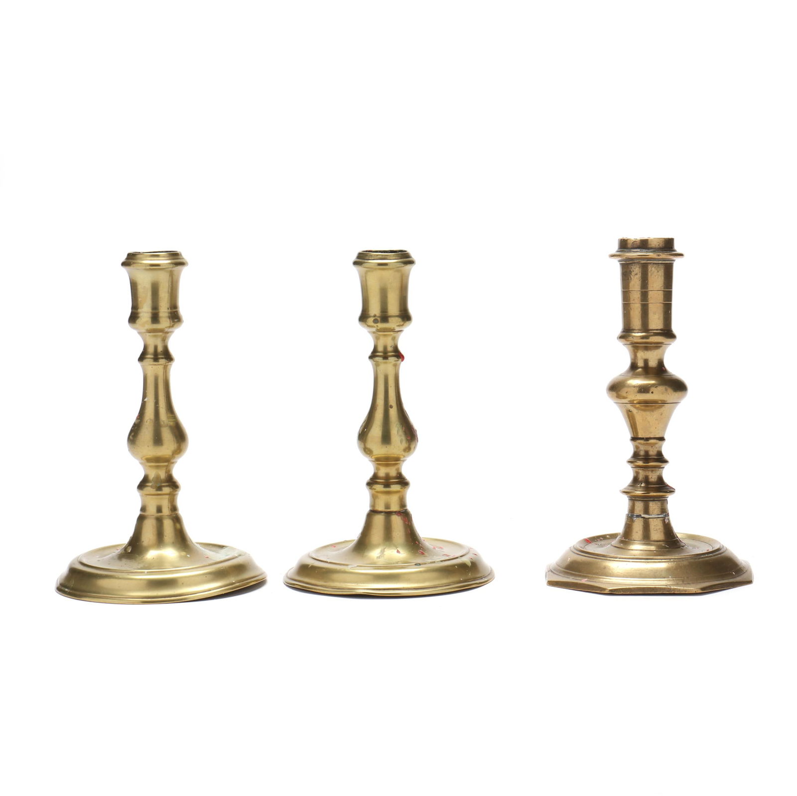 THREE ENGLISH 18TH CENTURY BRASS