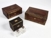 THREE ENGLISH BRASS INLAID HAR
