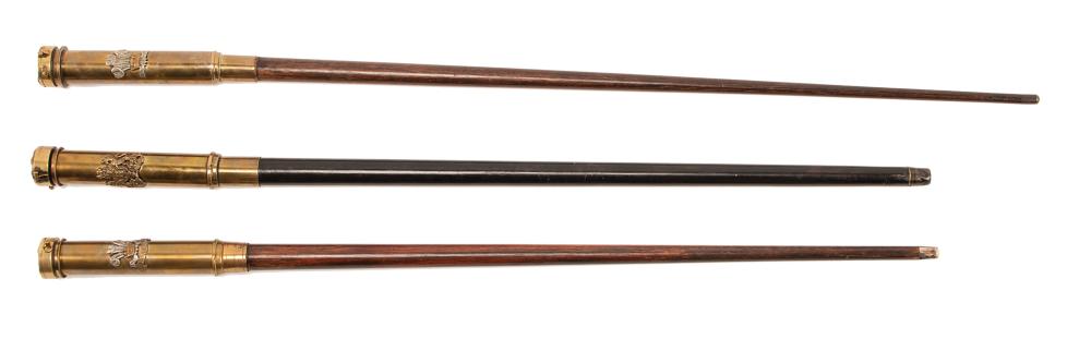 THREE ENGLISH BRASS-MOUNTED
