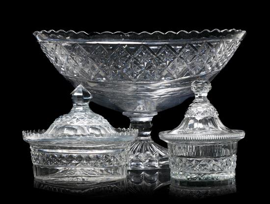 * Three English Cut Glass
