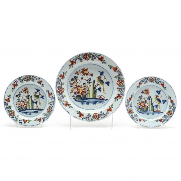 THREE ENGLISH DELFT POLYCHROME