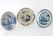 Three English delftware dishes