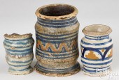 THREE ENGLISH DELFTWARE OINTME