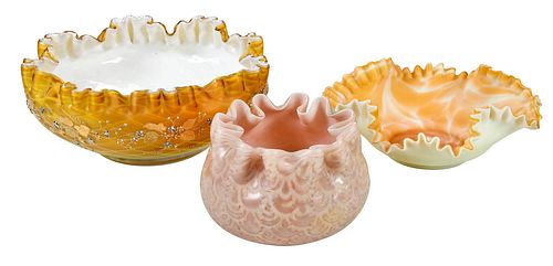 THREE ENGLISH GLASS BOWLSlate