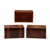 THREE ENGLISH INLAID MAHOGANY