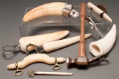 Three English ivory tusk bottl