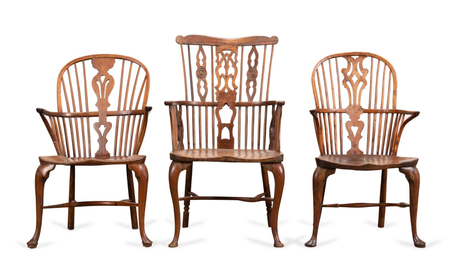 THREE ENGLISH OAK & ELM WINDSOR