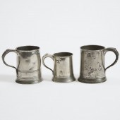 Three English Pewter Mugs, 18t