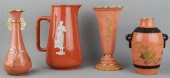 THREE ENGLISH PINK GROUND VASE