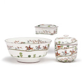 THREE ENGLISH PORCELAIN  HUNTI