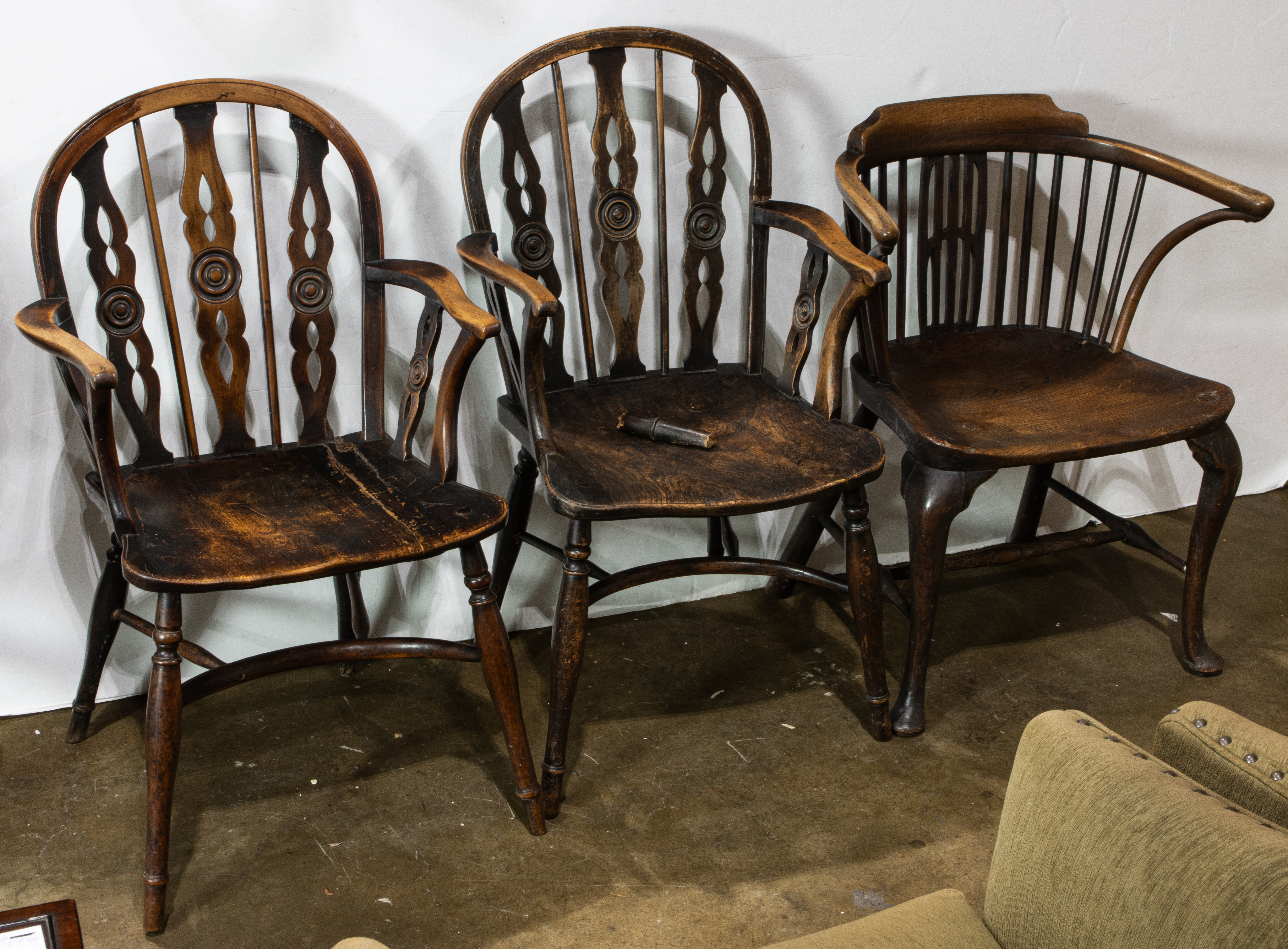 THREE ENGLISH PROVINCIAL ELM OR OAK
