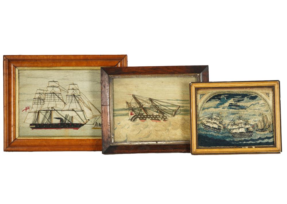 THREE ENGLISH SAILOR'S WOOLWORK