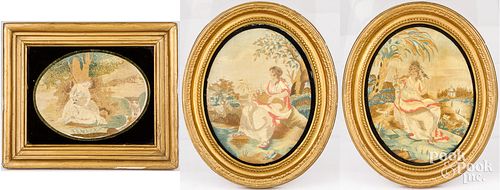 THREE ENGLISH SILK AND CHENILLE