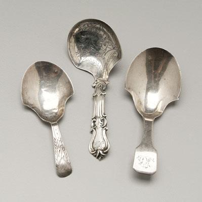 Three English silver caddy