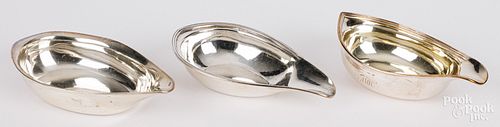 THREE ENGLISH SILVER PAP BOATSThree