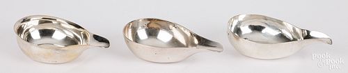 THREE ENGLISH SILVER PAP BOATSThree