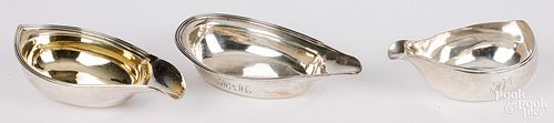 THREE ENGLISH SILVER PAP BOATSThree