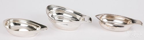 THREE ENGLISH SILVER PAP BOATSThree