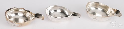 THREE ENGLISH SILVER PAP BOATSThree