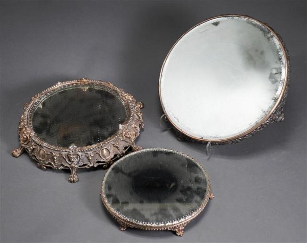 THREE ENGLISH SILVER PLATE MIRRORED
