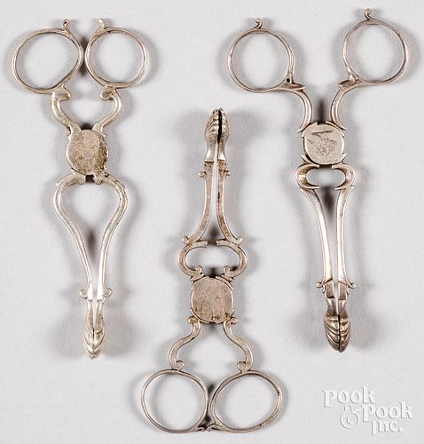 THREE ENGLISH SILVER SCISSOR
