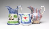 THREE ENGLISH SPATTERWARE CREA