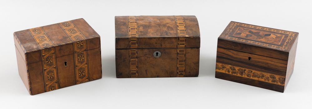THREE ENGLISH TEA CADDIES 19TH