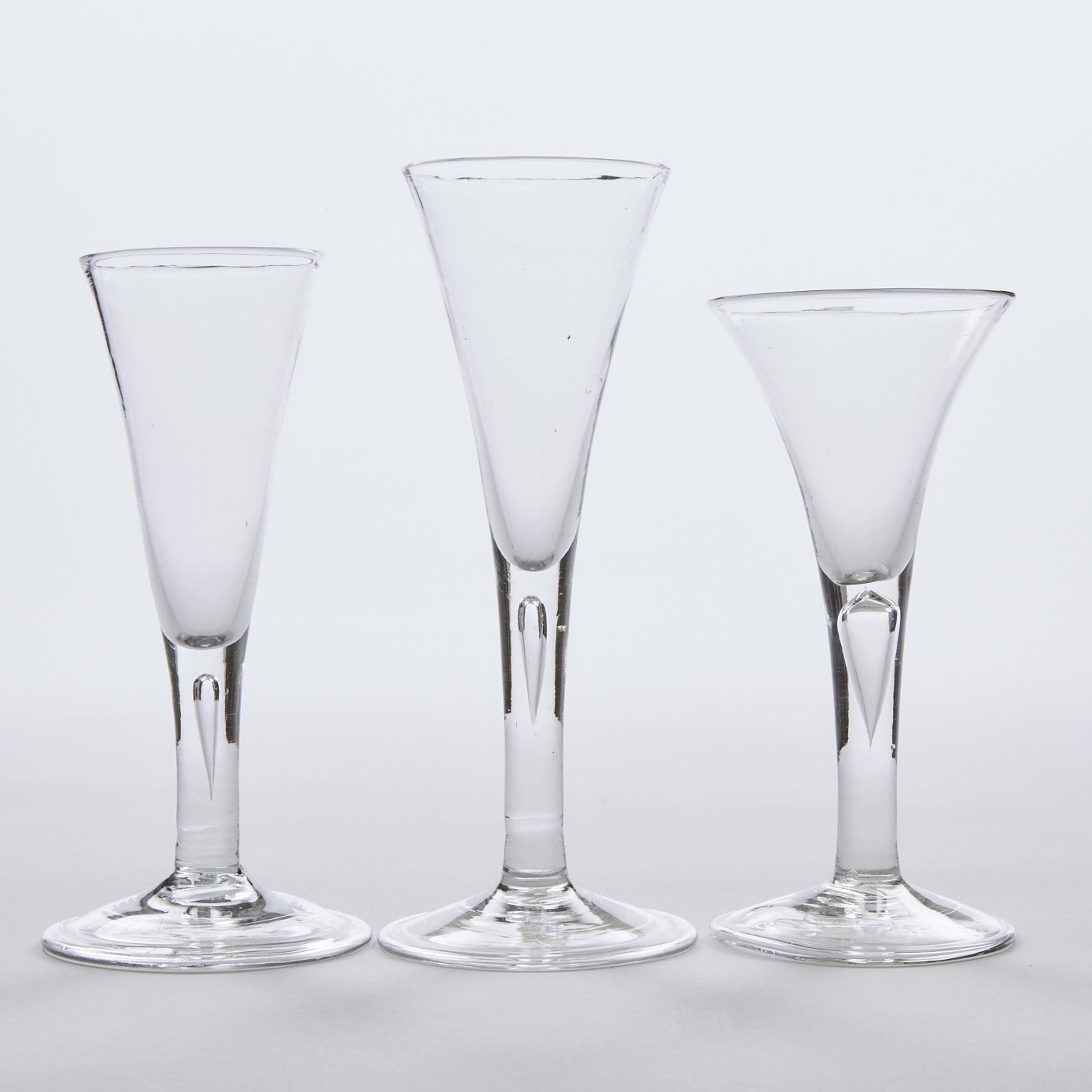 Three English Teared Stemmed Wine