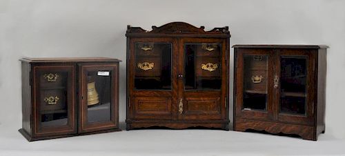 THREE ENGLISH VICTORIAN OAK TOBACCO