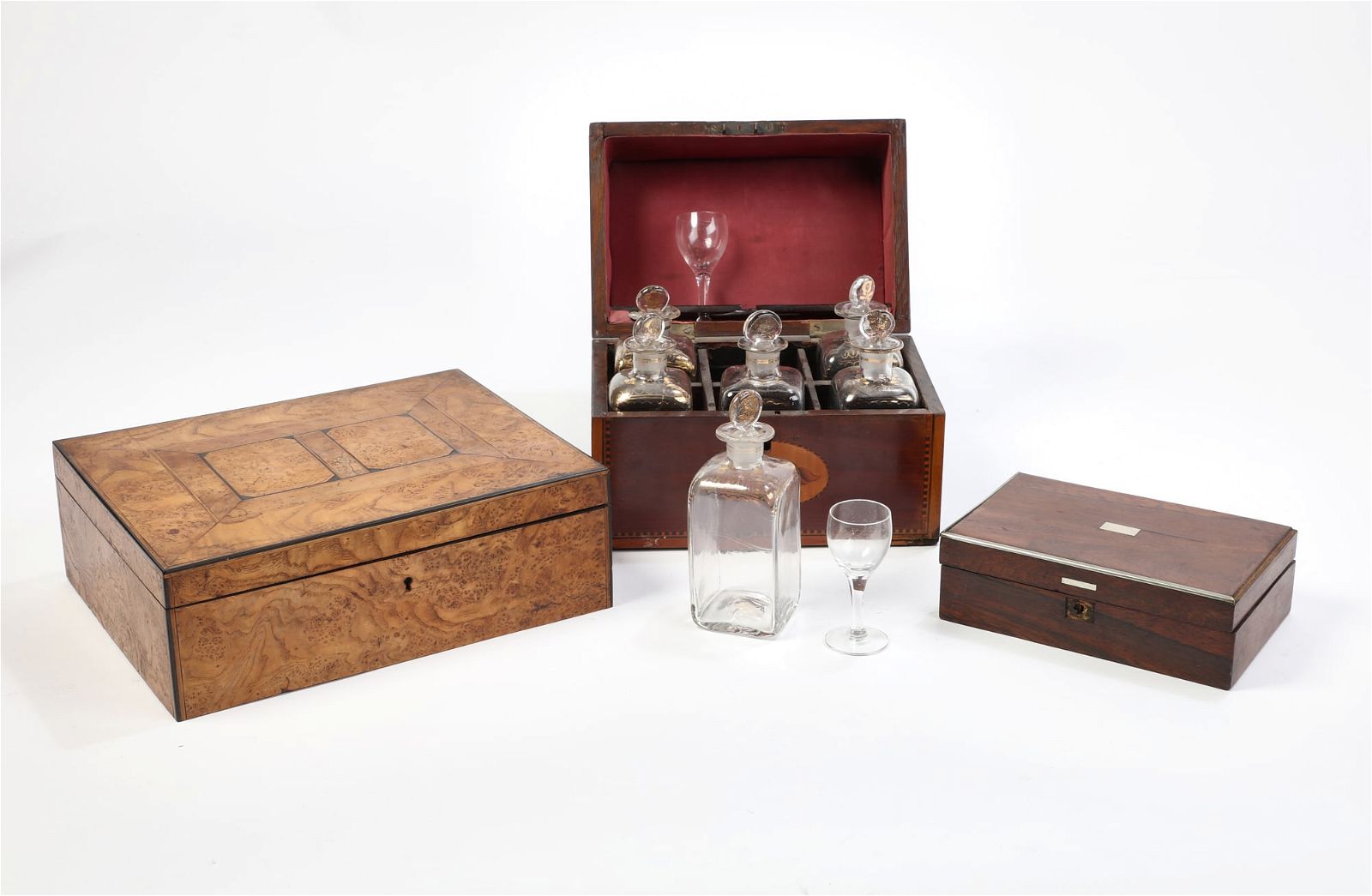 THREE ENGLISH WOOD TABLE BOXESThree
