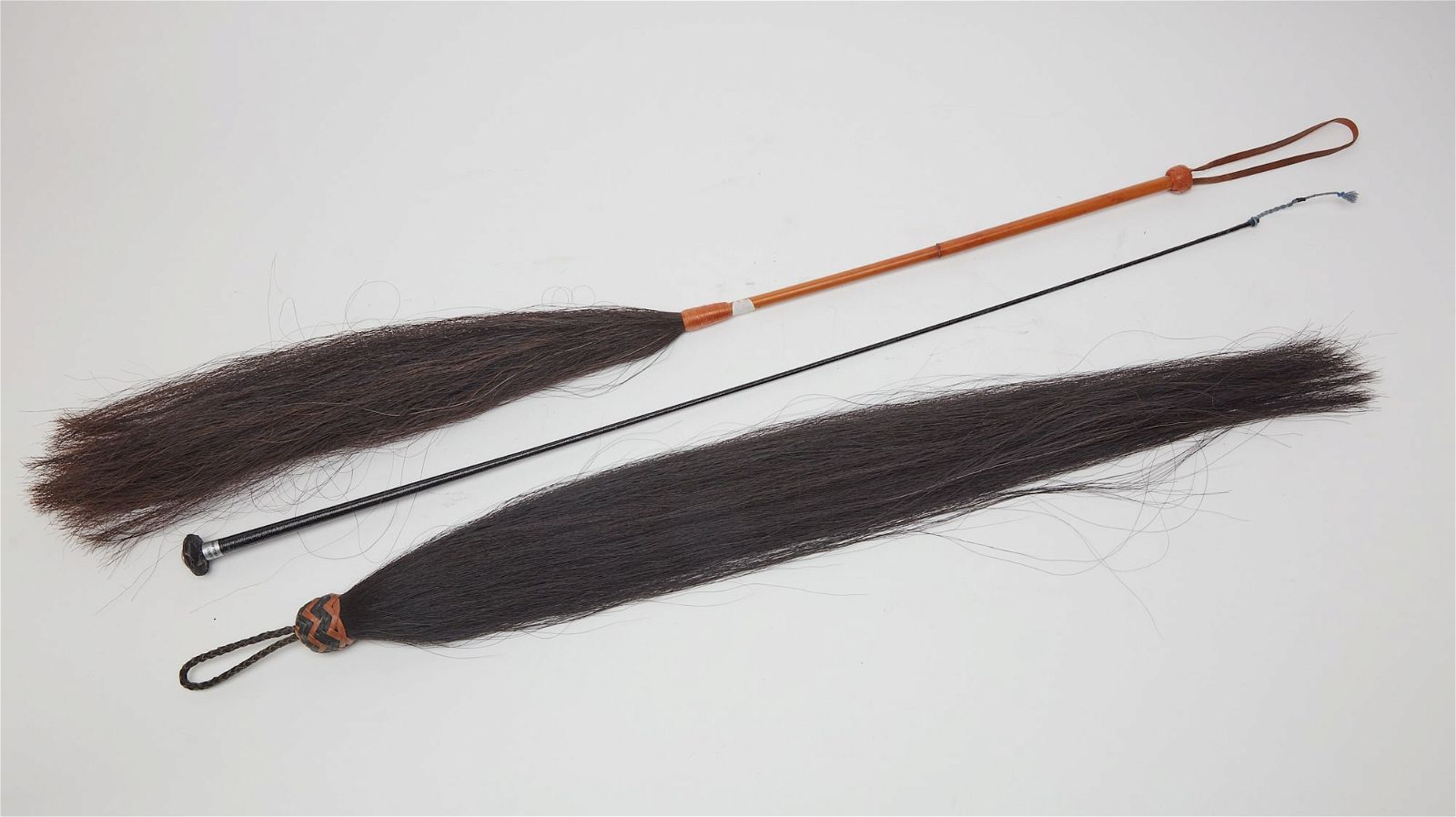 THREE EQUESTRIAN WHIPS, 20TH
