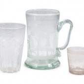 Three Etched and Blown Glass D