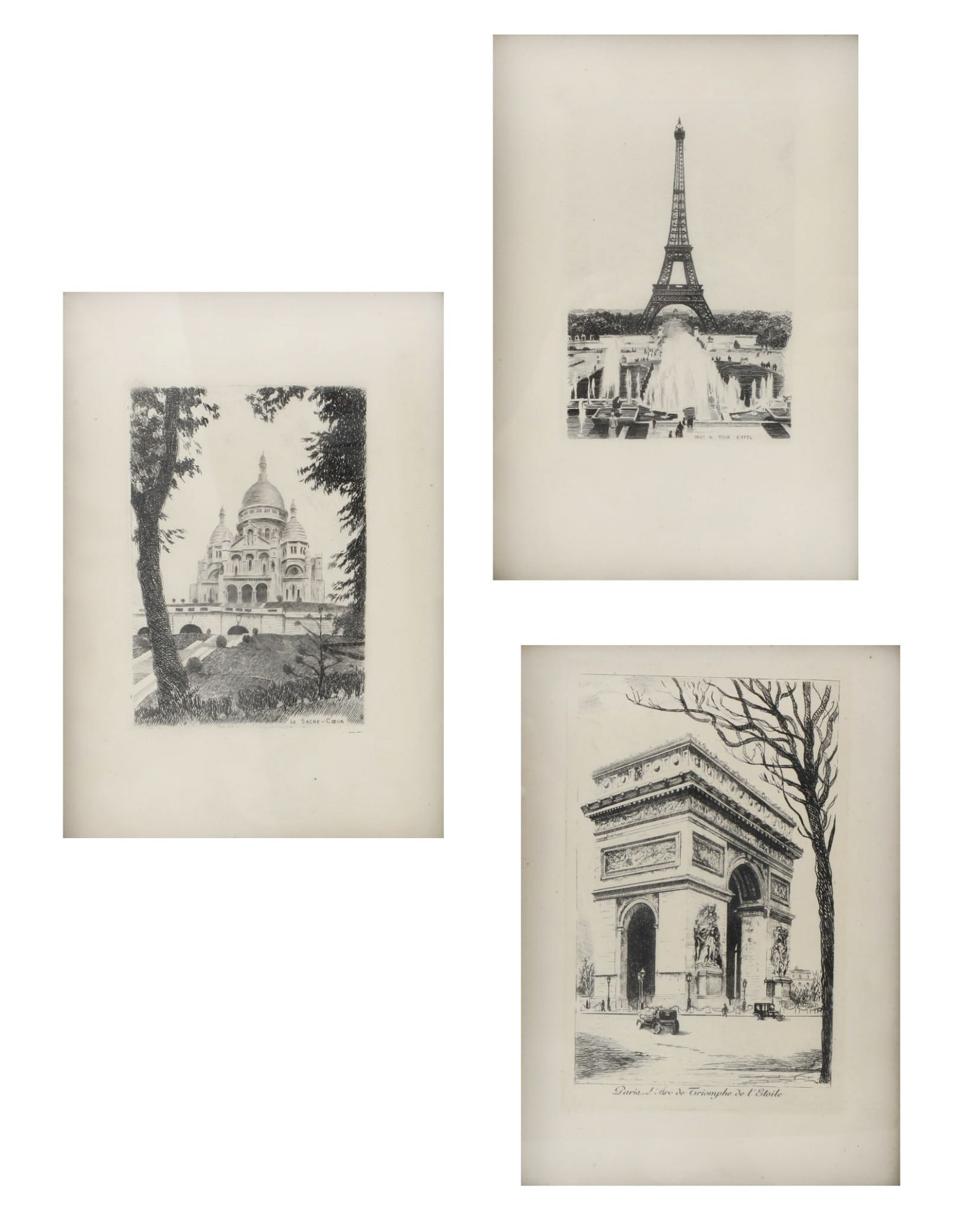 THREE ETCHED SCENES OF PARIS, CIRCA