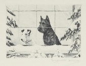 THREE ETCHINGS OF DOGS AND SAN
