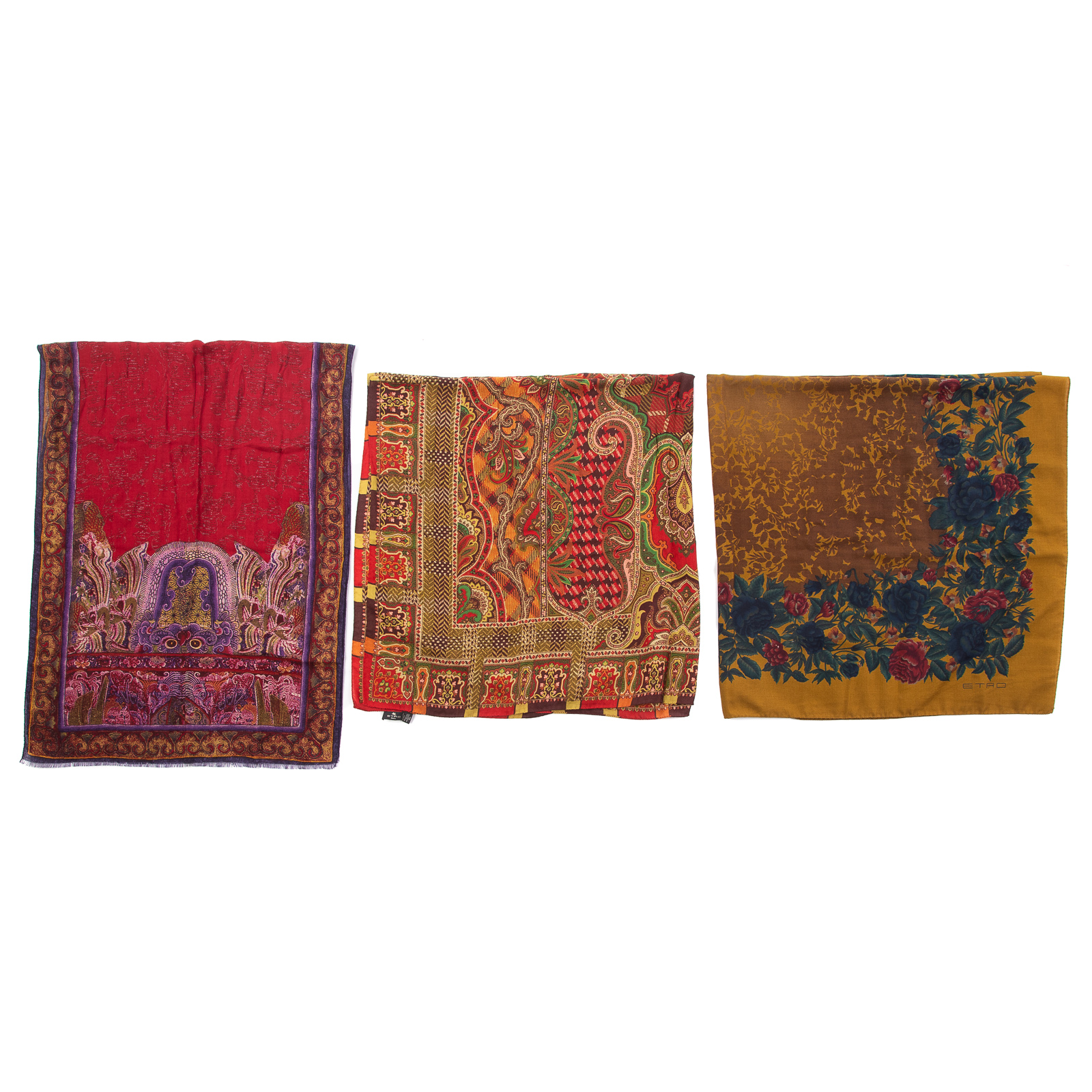 THREE ETRO SILK AND WOOL MUFFLERS