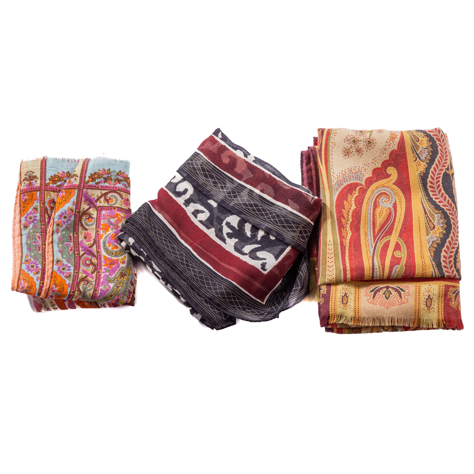 THREE ETRO SILK & WOOL MUFFLERS