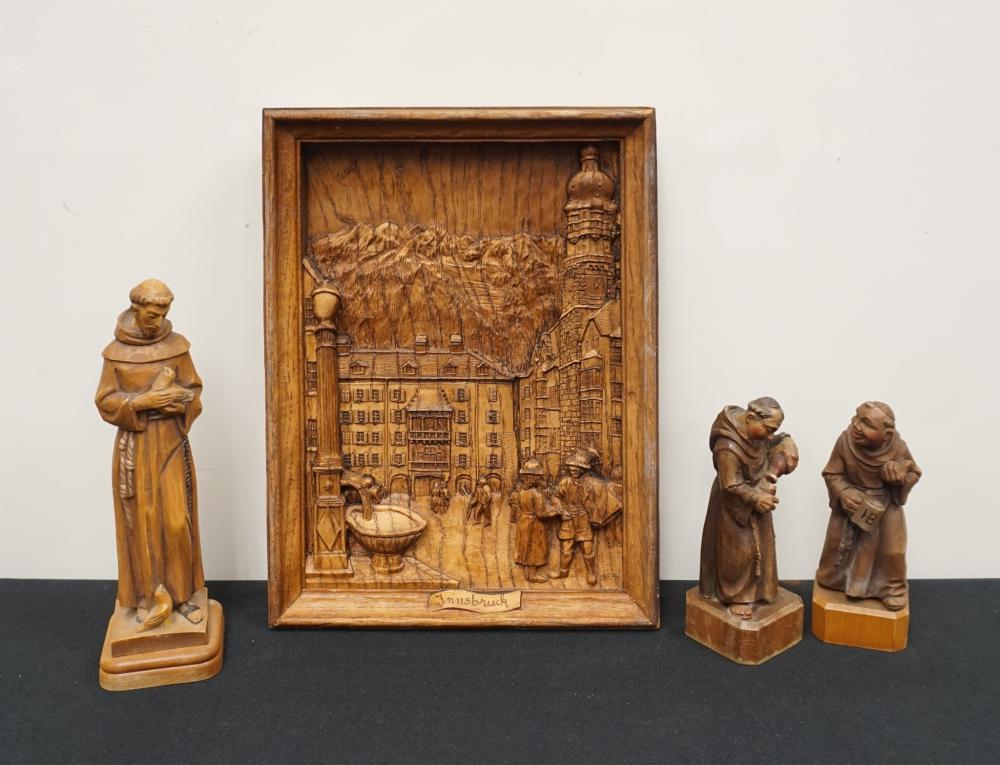 THREE EUROPEAN CARVED WOOD