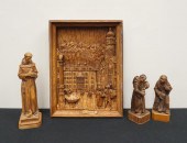 THREE EUROPEAN CARVED WOOD FIG