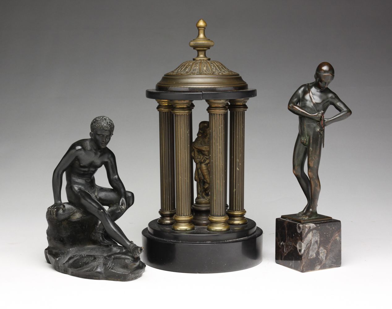 THREE EUROPEAN MALE BRONZES. Late