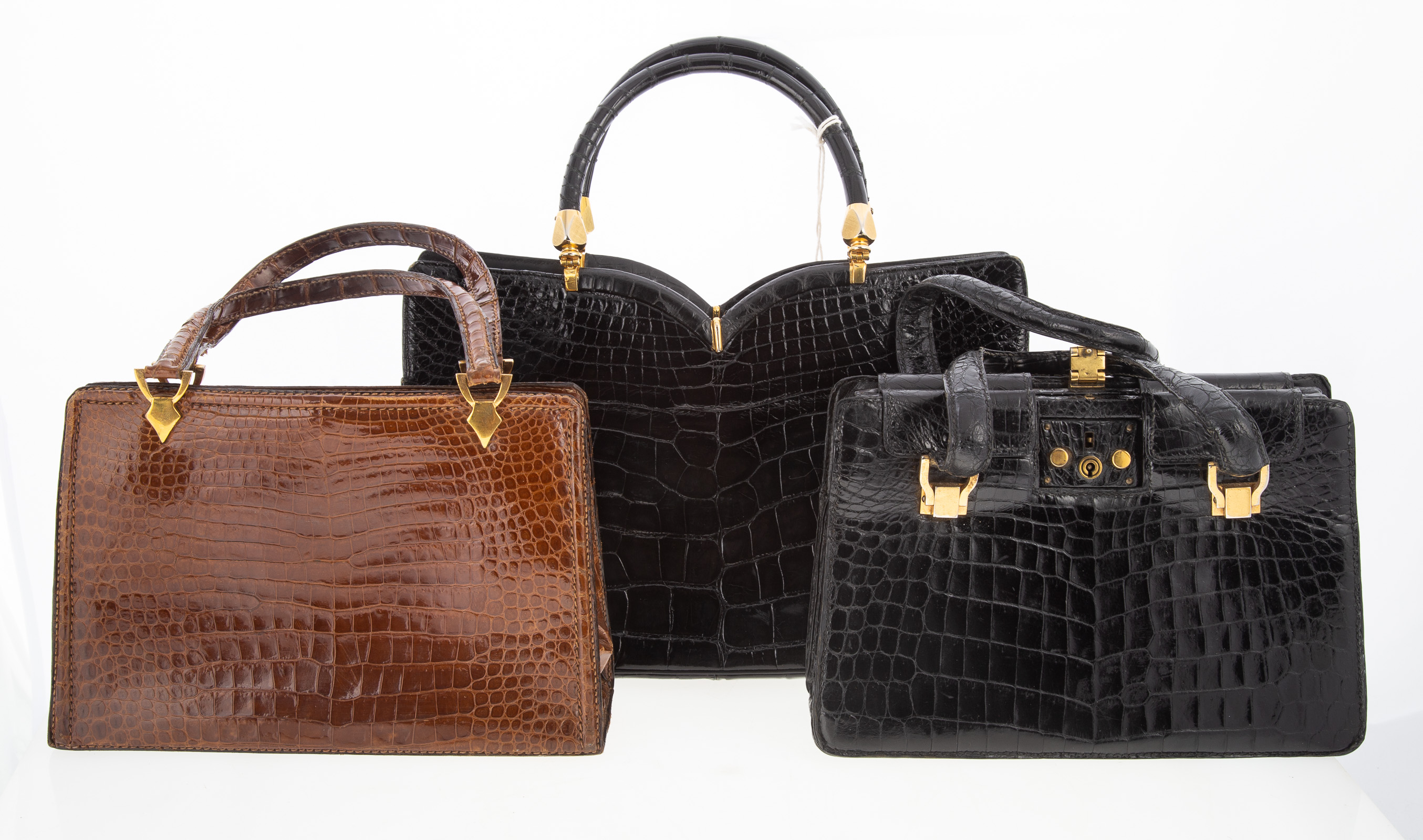 THREE EXOTIC SKIN HANDBAGS