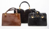 THREE EXOTIC SKIN HANDBAGS inc