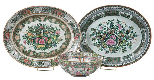 THREE FAMILLE ROSE AND ROSE