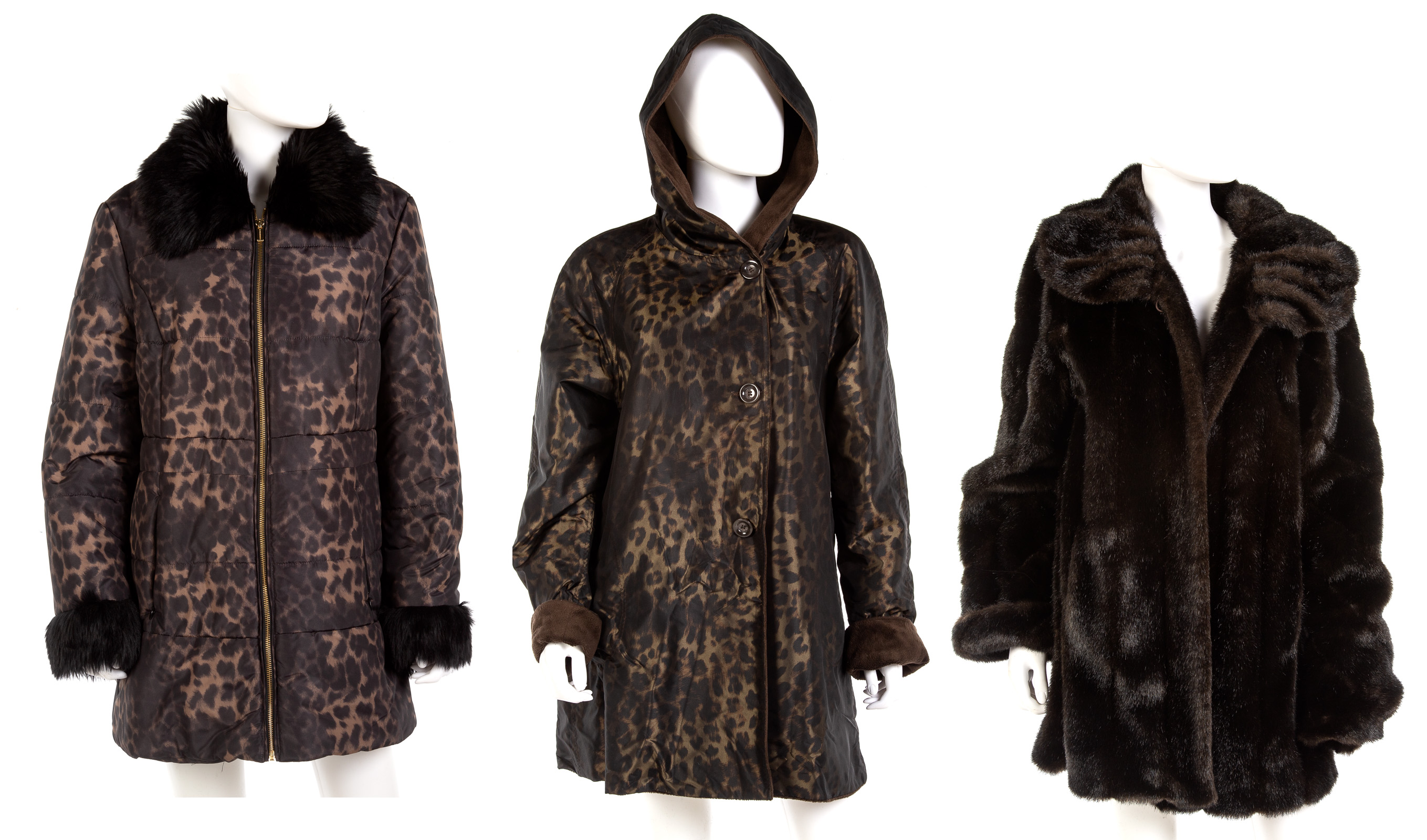 THREE FAUX FUR COATS All coats size