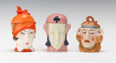 Three Female Head Tobacco Jars