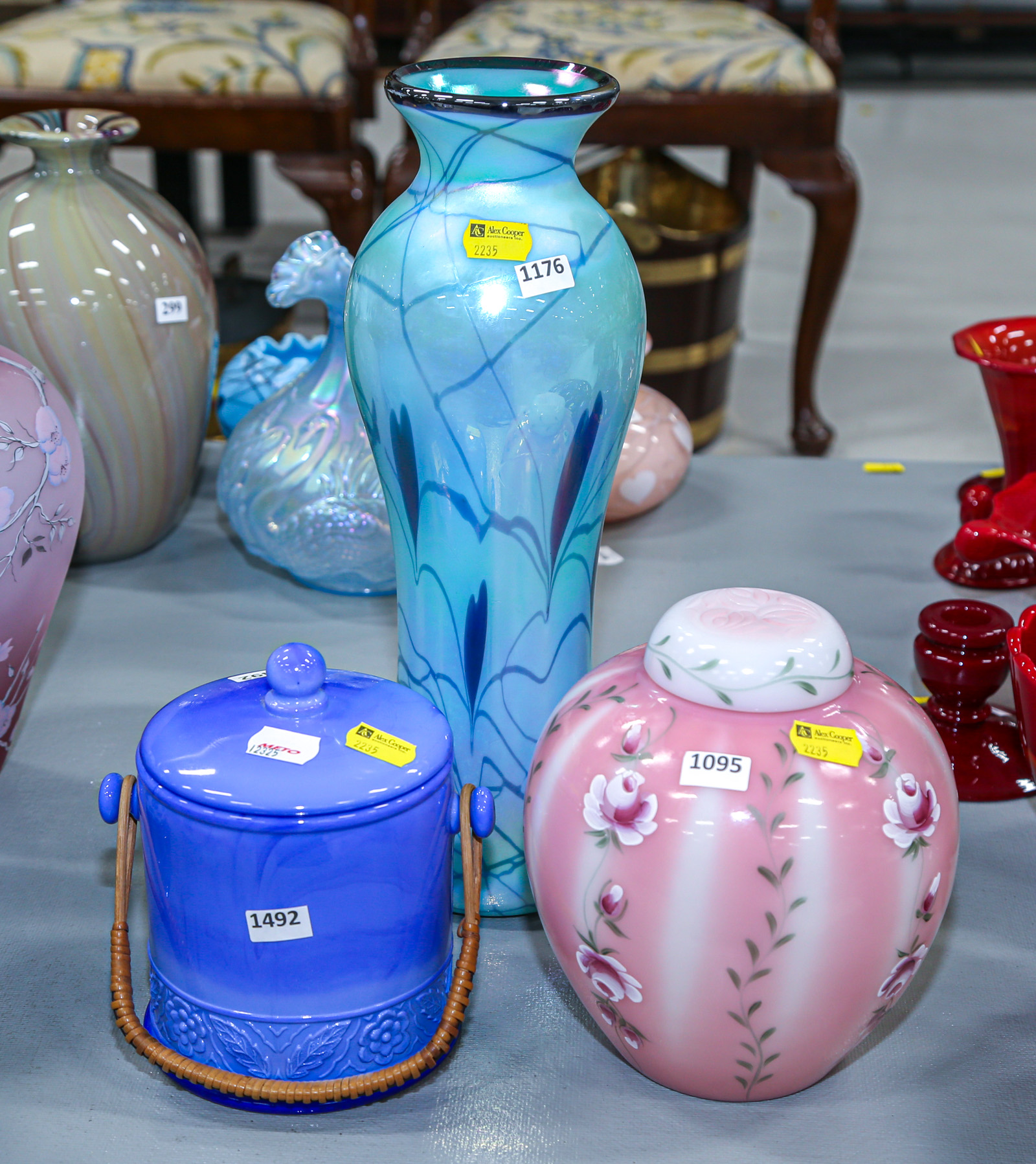 THREE FENTON ART GLASS VASES