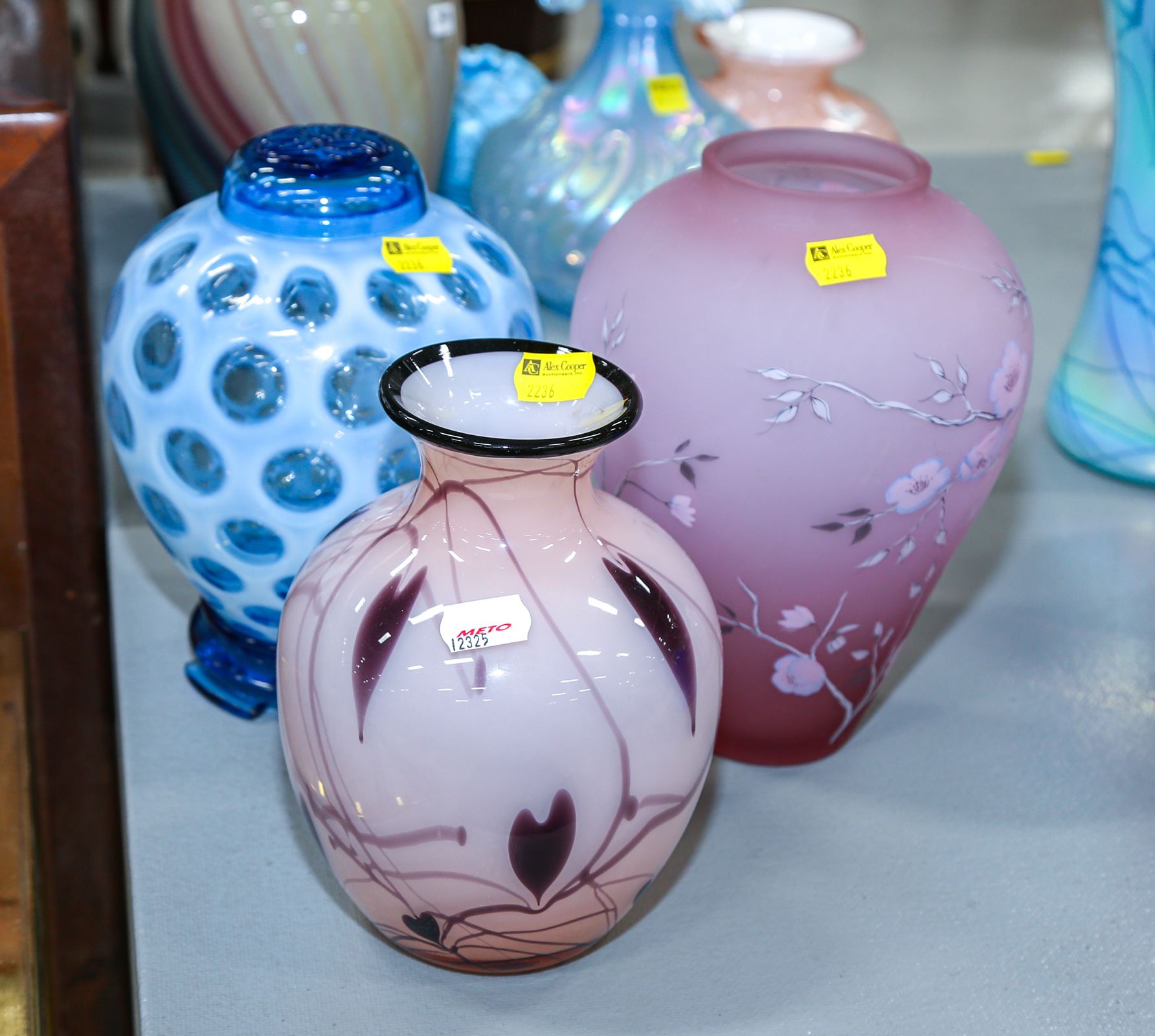 THREE FENTON ART GLASS VASES